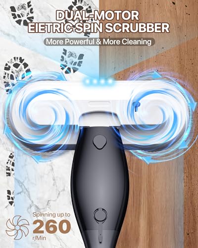 Electric Spin Scrubber,Cordless Electric Mop For Floor Cleaning，With Water Sprayer And Large 800ml Tank，Adjustable Extension Handle With 4000mAh Battery，Spin Mop For Hardwood Floors，Pet Cleaning