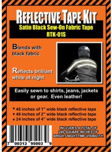 Motorcycle Reflective Safety Tape - Black Sew-On