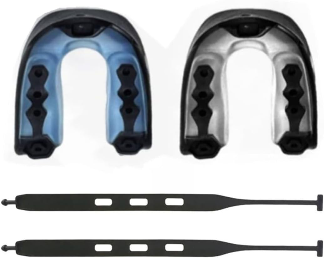 Football Mouth Guard, 2pcs Mouth Guard Sports Youth Football Mouthpiece Boxing Mouthguard with Strap Non-Flavored Lacrosse Hockey Mouth Guards for Youth