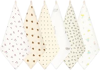 [スリーマッシュルーム] ガーゼハンカチ 赤ちゃん ガーゼ ハンカチ よだれかけ 綿100％ 4重ガーゼ 6枚セット 25*25cm 薄手 速乾 ベビー 新生児 女の子 男の子 保育園 出産祝い