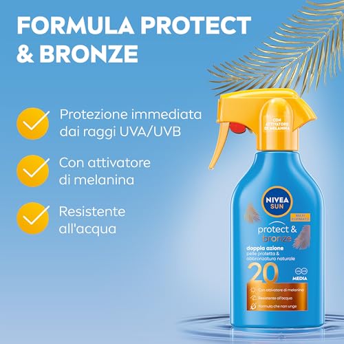 Nivea Sun Maxi Crema Solare Spray Protect & Bronze Fp 20 270 Ml, Crema Solare 20 Per Un'abbronzatura Dorata, Intensa E Uniforme, Protezione Solare 20 In Pratico Flacone In Spray - 3
