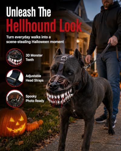 Hell Hound Monster Muzzle Scary Natural Latex Dog Costume Muzzle
