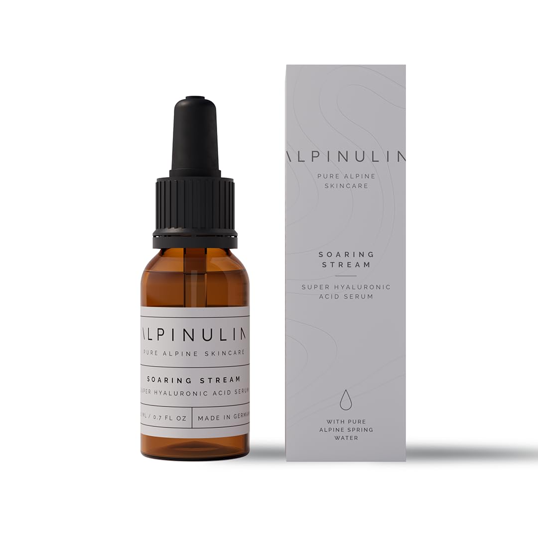ALPINULIN SOARING STREAM Hyaluron Serum 20ml Vegan - Hymagic 4D Gesichtspflege gegen trockene Haut, Alpiner Wirkstoff-Komplex mit Edelweiß und Alpenrose