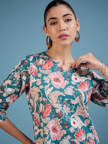 Image of Bee M Pee Designer Stylish Cotton Blend Floral Print Kurta Pant Co ord Cord Suit Set for Women