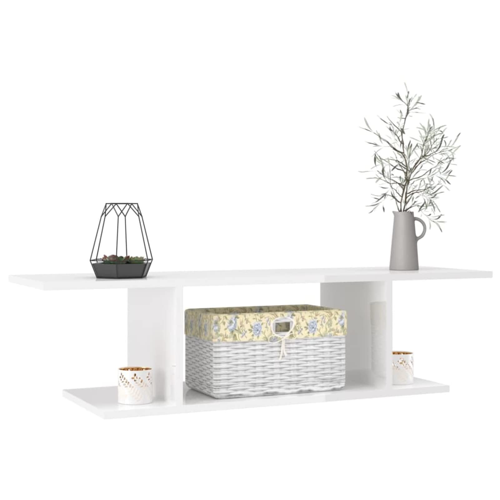 Mobile Porta TV a Parete, Scomparto Aperto per Lettore DVD e Telecomandi, 103x30x26,5 cm, in Legno Multistrato, Bianco, per Salotto