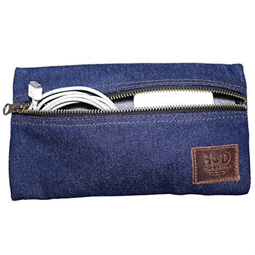 Repurposed Denim All Purpose Utility & Charger Case For Macbook, Ipad & Laptop Handmade By Hide & Drink #TOP17