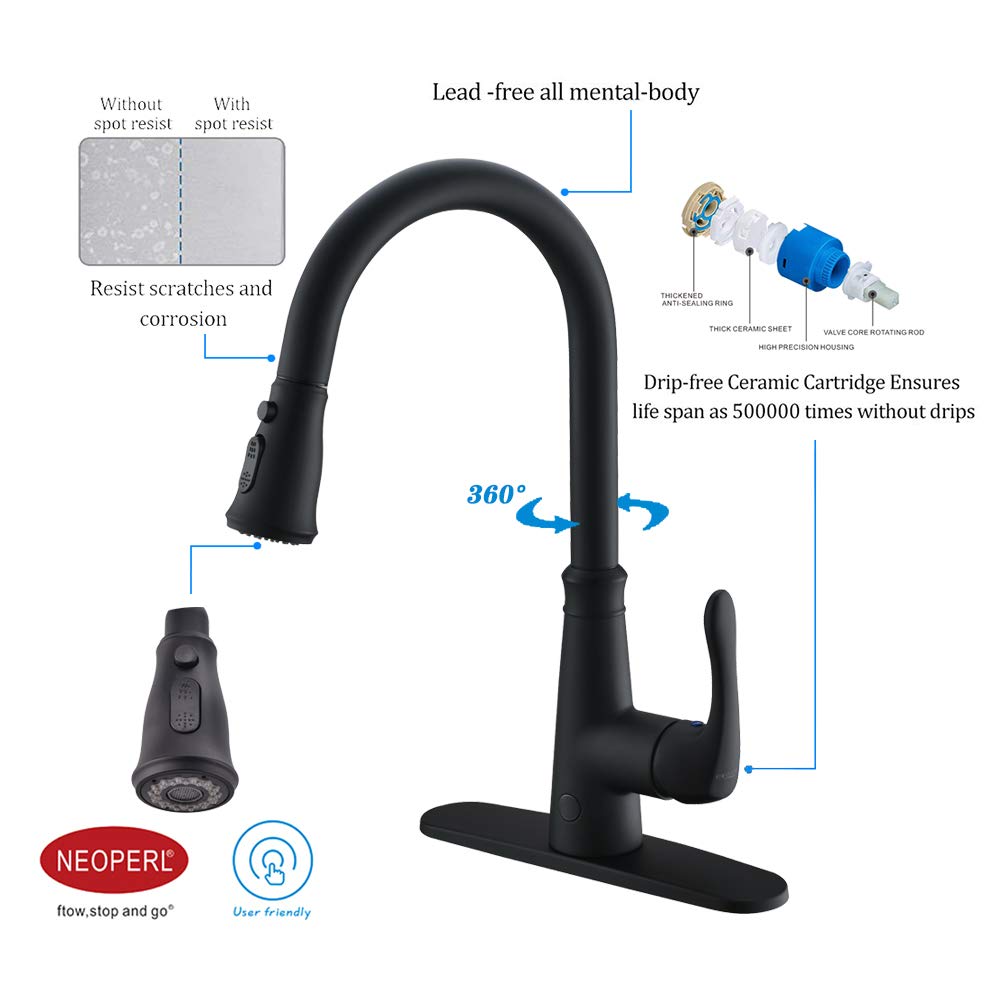 Touchless Kitchen Faucet with PullDown Sprayer,20 Single Kitchen Sink