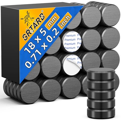 Grtard 50Pcs Ceramic Magnets for Crafts, Strong Round Magnets with Adhesive Backing, Small Round Circle Magnet Perfect for DIY, Craft Hobbies, Fridge, Workshop, Science Projects (0.71'' D x 0.2 '' H)