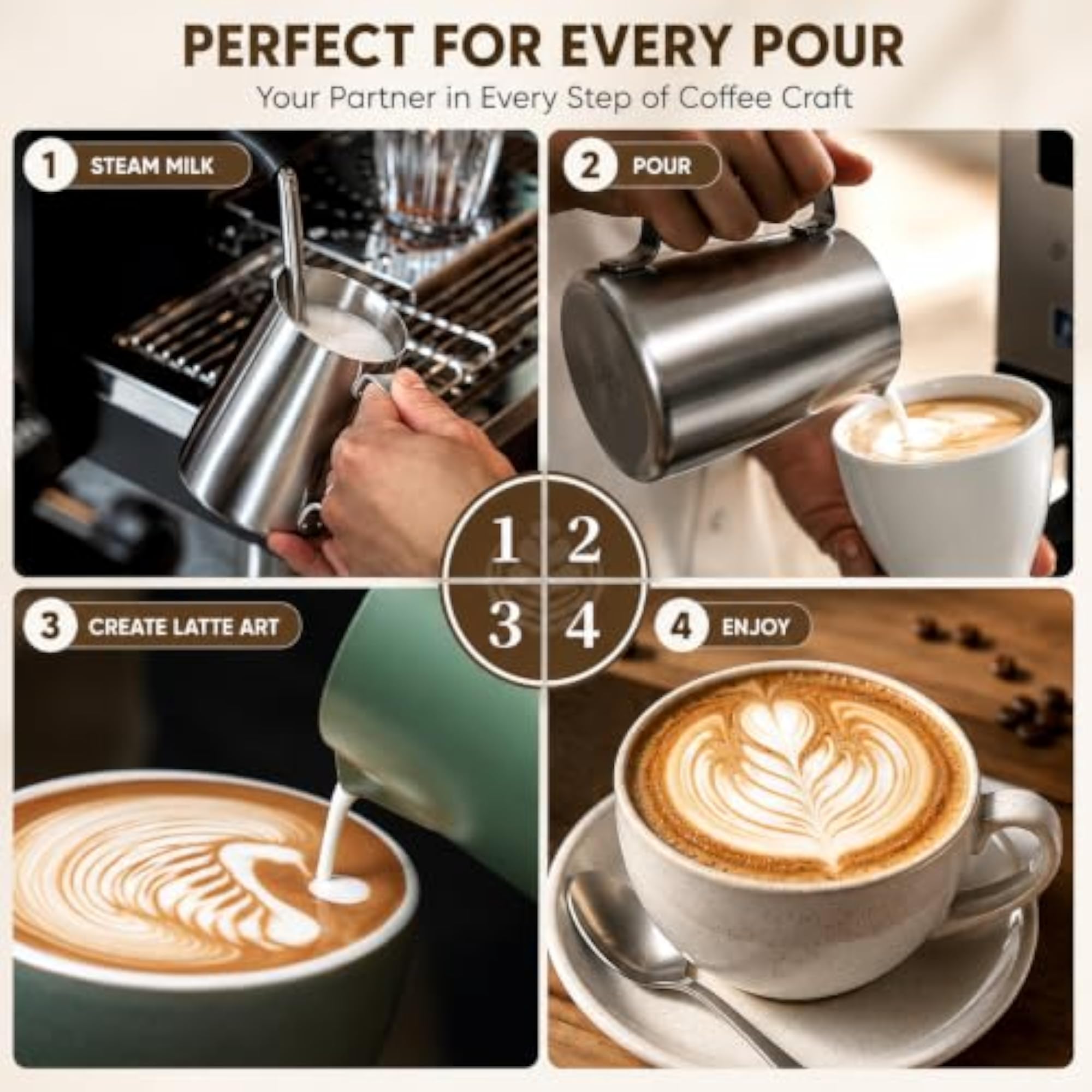 WPM 450ml Stainless Steel Milk Frothing Pitcher