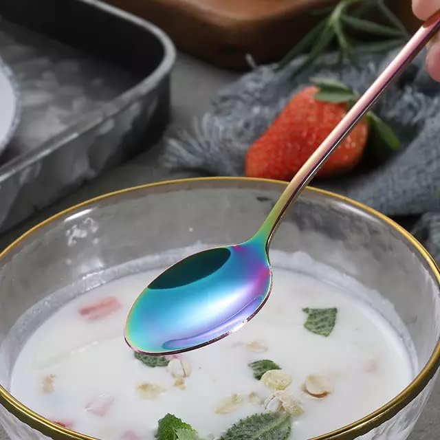Image of aDai Premium Cutlery Set | Stainless Steel Tableware | Mirror Finish | Includes Spoon Fork Knife & Teaspoon | Elegant Flatware Set for Dining, Parties & Gifting (Rainbow, Set of 40)