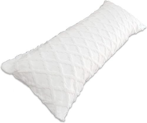Body Pillowcase in Waffle Velvet Pattern, White Body Pillow Cover with Zipper 21 * 54 1 Piece, Suitable for Sofa, Bedroom Decoration,Without Pillow
