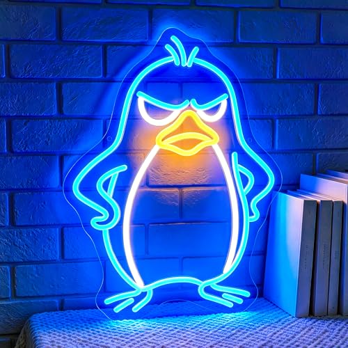 Image of Penguin Neon Sign for Wall Decor Light Up Sign Led Signs for Room Party Home Wall Decor USB Powered