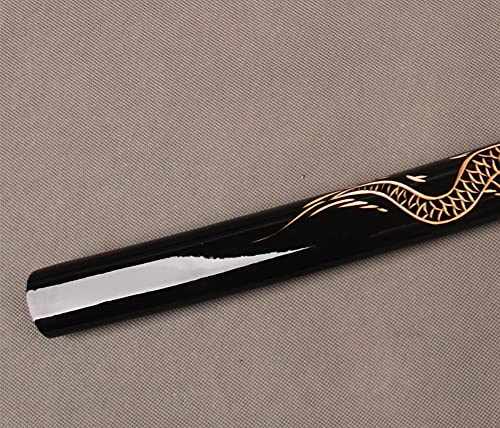 Shijian Black Lacquered Wooden Saya Engraved Yellow Dragon Pattern For Katana #TOP3
