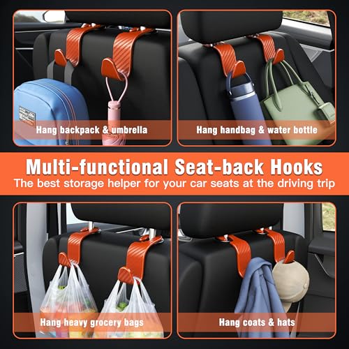 Image of 4-Pack Car Headrest Hooks Holds 55lbs Seat Storage Organizer for Bags