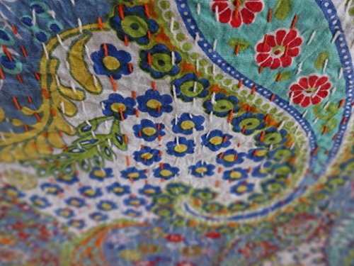 Trade Star Handmade Paisley Printed Kantha Quilt Twin Size Kantha Bedding Indian 100% Cotton Bedspread Bohemian Kantha Throw Floral Bed Cover For Home Decor #TOP3