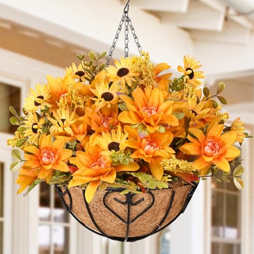 Waipfaru artificial mums hanging basket set