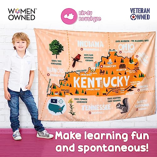 Birdy Boutique Learning Tapestry – New York State Map – Lightweight & Easy To Hang – Wall Hanging Canvas To Teach, Learn And Explore State Facts – Show Your State Pride – 60" X 40In" #TOP4