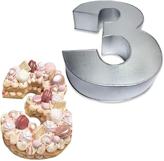 0-9 Number Individual Cake tins 10x8x2.5 Inches for Baking and Birthday, Wedding Anniversary & Parties, Metallic Cake molds (Number 3)