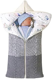 Petyoung Newborn Baby Swaddle Blanket, Multifunction Stroller Wrap Sleeping Mat Thick Warm Sleeping Bag for Baby Boys Girls 0-12 Months