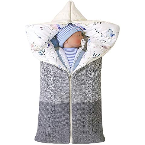 Camidy Baby Knit Sleeping Bag Sack, Newborn Zipper Swaddle Blankets Infant Stroller Wrap Receiving Blanket Gift for 0-6M Baby Boys Girls Cover