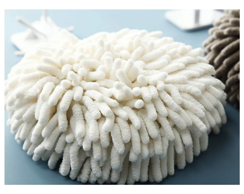Set 2 Asciugamani In Ciniglia Con Pompon E Ganci – 19x19 Cm – Morbidi E Assorbenti – Per Bagno, Cucina, Palestra (Grigio+Blu)