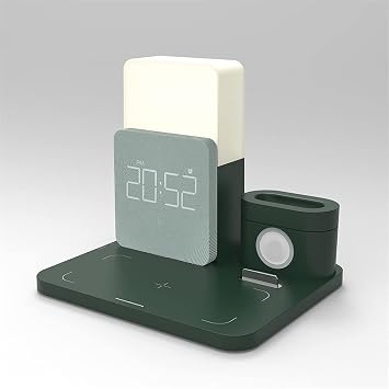 Quick Charge Multifunctional Wireless Charger Desktop Mobile Phone Stand Alarm Clock Night Light Desk lamp Mobile Phone Watch Color A Size One Size B One Size
