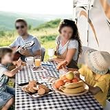 Auratrove Lot de 3 housses de table de pique nique à carreaux Buffalo   Imperméable et coupe vent avec bord élastique   Protection de meubles d'extérieur pour camping, barbecue, fête de jardin