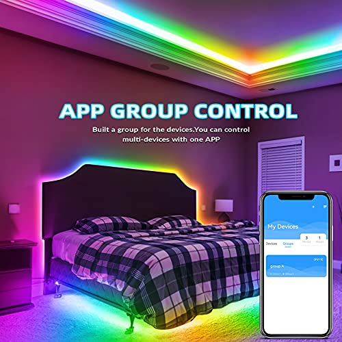 Sanwo Rgb Ic Led Strip Light 65.6Ft Dream Color 360 Leds, 142 Dynamic Chasing Modes, Remote And App Control, Sync With Music For Bedroom #TOP3