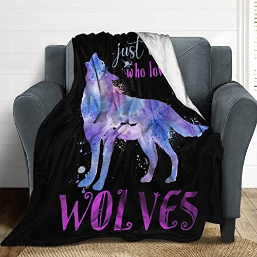 Just Girl Who Loves Wolves Blankets & Throws Warm Ultra-Soft Microfiber Fleece Blanket For Bed Couch Living Room（40"X50"-Suitable For Kids/Girl/Boy） #TOP5