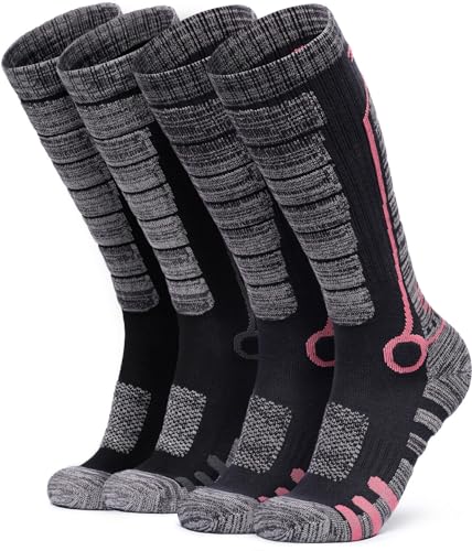 [テスラ] スキー スノーボード 靴下 2足組 厚手 防寒 ハイソックス コンプレッション ソックス 吸汗速乾 抗菌防臭 クッション性 ブーツ対応 冬用 スポーツ バイク走行 アウトドア 作業 通勤 男女兼用 メンズ レディース MZS82-JPC_L