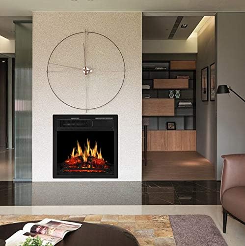 JAMFLY Electric Fireplace Insert 18" Freestanding Heater with 7 Log Hearth Flame Settings and Remote Control,1500w,Black