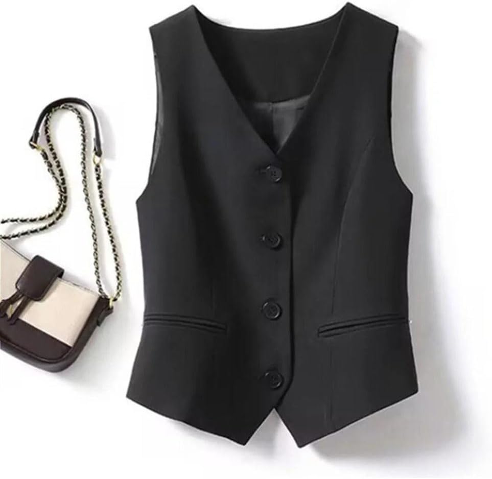 Women Spring Summer V Neck Sleeveless Casual Blazer Waistcoat