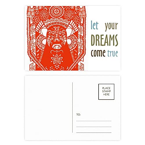 Cartes de remerciement papier premium motif Opéra de Pékin rouge au design artistique