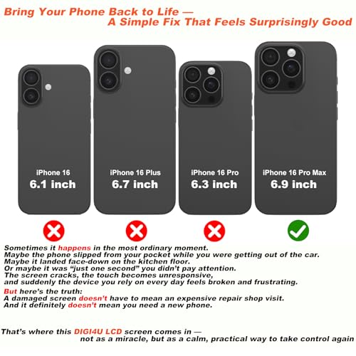 Écran pour iPhone 16 Pro Max LCD 3D Touch à petite encoche et numériseur - 2