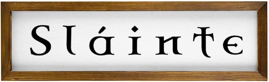 43LenaJon Decorative Slainte Irish Pub Rustic Wood Wall Sign,Hanging Wood Sign with Frame,bar Sign Decor for Garden,Personalized Text Saying Party Funny Wooden Farmhouse Quotes Label