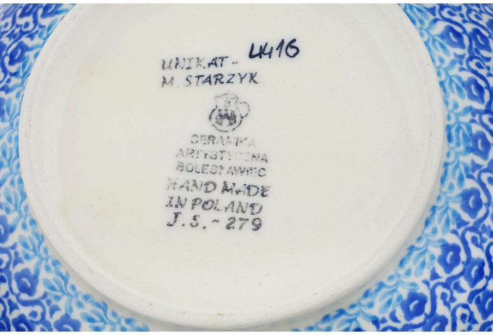 Polmedia Polish Pottery Vase UNIKAT - Fields of Blue Pattern Handmade in Boleslawiec Poland by Ceramika Artystyczna + Certificate of Authenticity