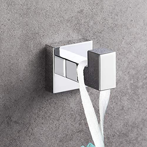 Luckup Bathroom Hardware Set Polished Chrome Heavy Duty Bath Accessories Wall Mounted Square Towel Bar Set Sus304 Stainless Steel, 4 Piece #TOP4