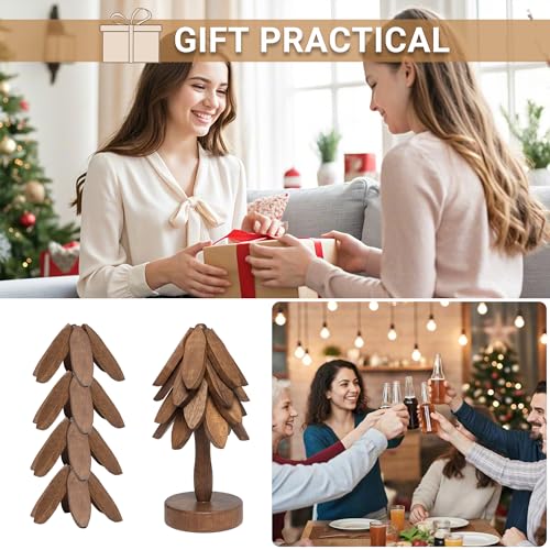 Yuoyar Coasters, Wooden Tree-Shaped Sapeli Wood Drink Coasters Set for Coffee Table, Kitchen Table Decor