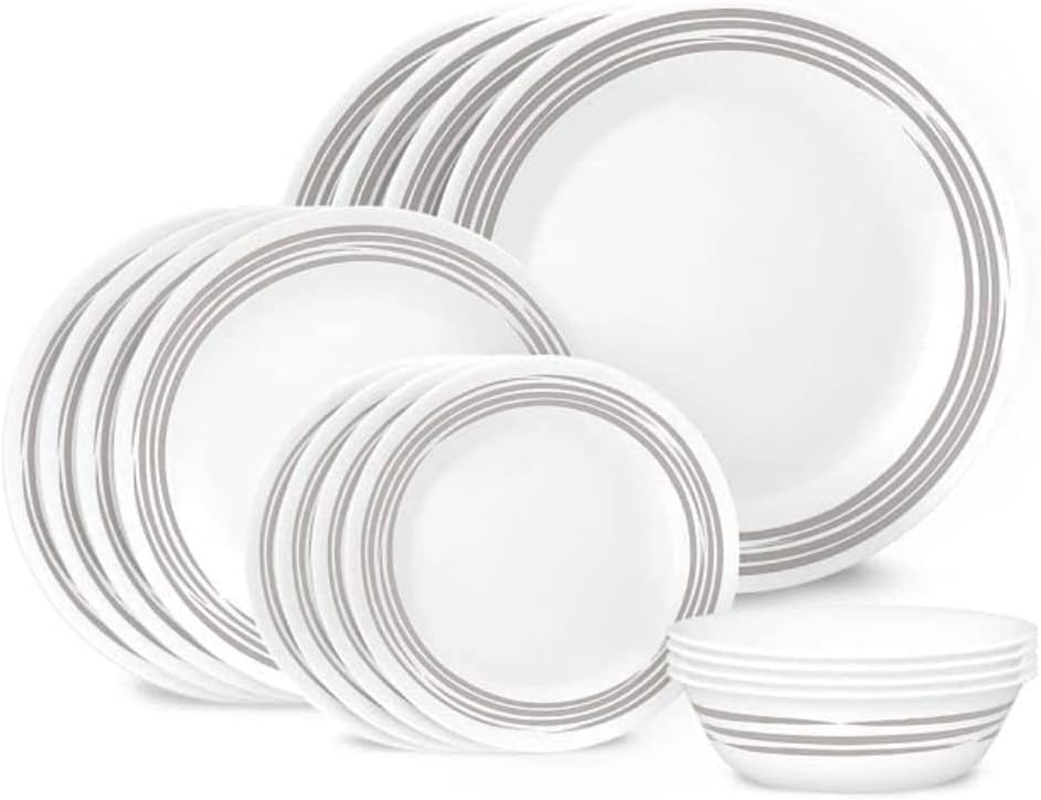 Corelle Brushed Silver 16pc, Service for 4, Dinnerware Set, 12 plates 4
