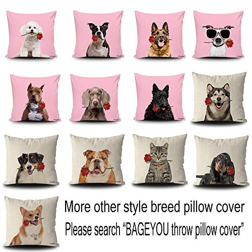 Bageyou Your Sweetie Lover Dog Throw Pillow Cover White Poodle Hound And Rose Floral Decor Home Couch Cushion Pillowcase 16X16 Inch Square #TOP4