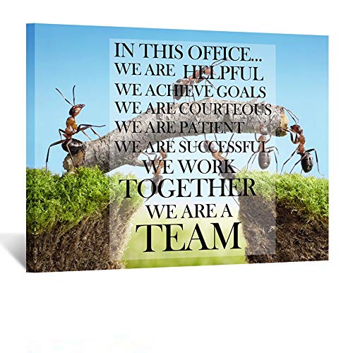 KREATIVE ARTS Canvas Quotes Office Inspirational Sayings Words Wall Decor Teamwork Definition Motivational Quotes Ants Constructing Bridge Poster Prints Ready to Hang 24x32inch