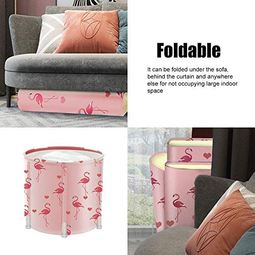 Luckup Portable Bathtub Foldable Free Standing Soaking Bath Tub Easy To Install, Eco-Friendly Bathtub Bathroom Spa,Thickening With Thermal Foam To Keep Temperature,Pink Flamingo #TOP4