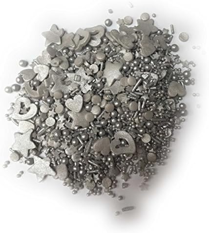 Sprinkletti - Snowy Night - Mini Pouch - 30g. This White & Silver Christmas shapes & sprinkles is ideal for all of your festive themed cakes & bakes. Just enough for a single bake. (Snowy Night)