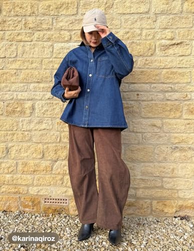 CIDER Corduroy Pants Women Barrel Leg Trousers Mid Waist Pocket Casual Solid Long Pants Wide Leg Trendy2