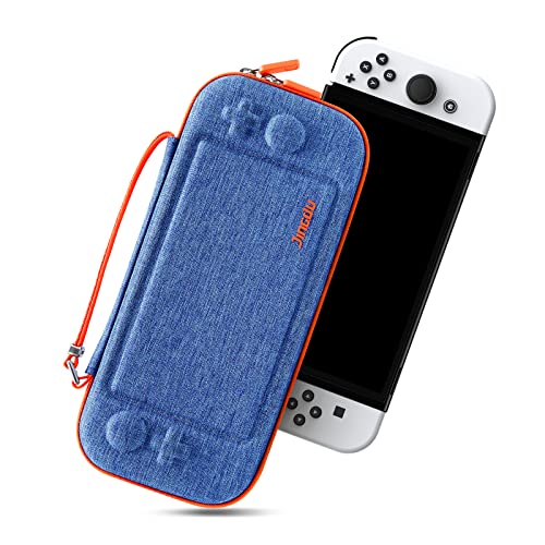 JINGDU Tasche Hülle Kompatibel mit Nintendo Switch/ Switch OLED,Schutzhülle Tragetasche Hard Case Kompatibel mit Switch Konsole und 9 Spiele,Blue Cover