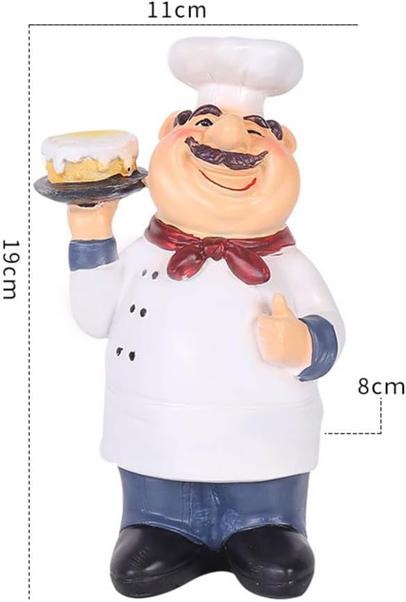 Garneck Cake Chef Ornament Creative Chef Statue for Decor Mini Sculpture Craft Adornment for Kitchen Bar Cafe Shop and Home Tabletop 7.48 X 4.33 X 3.14 in image 3