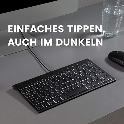 Mini-Tastatur Perixx PERIBOARD-429 DE mit Kabel und Hintergrundbeleuchtung