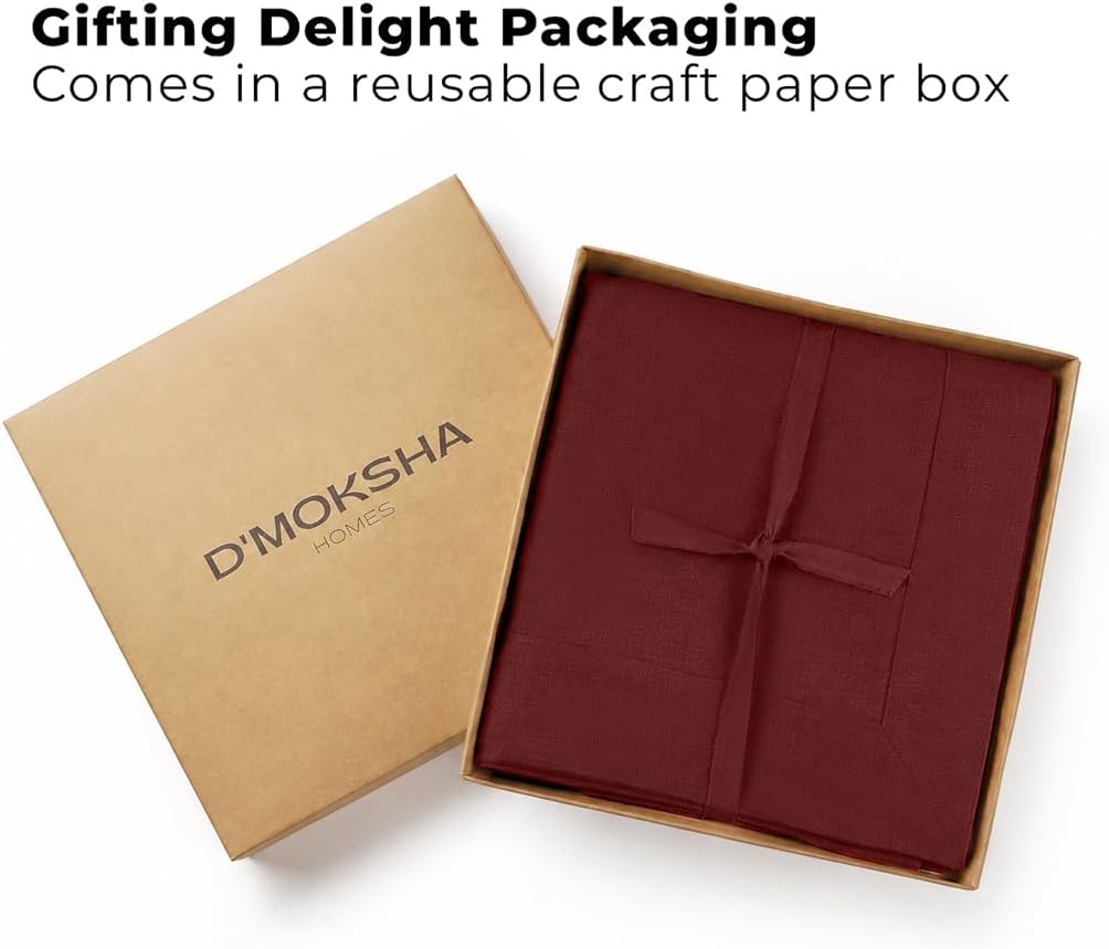Classic Linen™ by D'Moksha, Dark Red Tablecloth, Rectangle Tablecloth 60 x 120 Inch, 100% Pure Linen, Machine Washable, Long Table Cloth for Dining- Fall, Weddings, Outdoor Hosting image 3