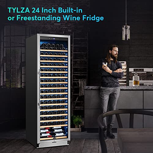 Tylza Upgraded 189 Bottles Wine Cooler Refrigerator, 24 Inch Tall Wine Fridge Built-in or Freestanding with Professional Compressor, Low Noise Fast Cooling and Intelligent Temperature Memory