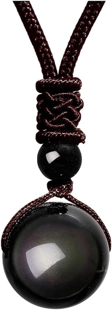 Healing Crystals Necklace Natural Tiger Eye Amethyst Lucky Blessing Protection Chakra Beads Stone Pendant for Women Men Adjustable